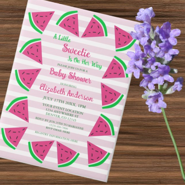 Invitations En Vélin Douce Baby Shower Pastèque (Créateur téléchargé)
