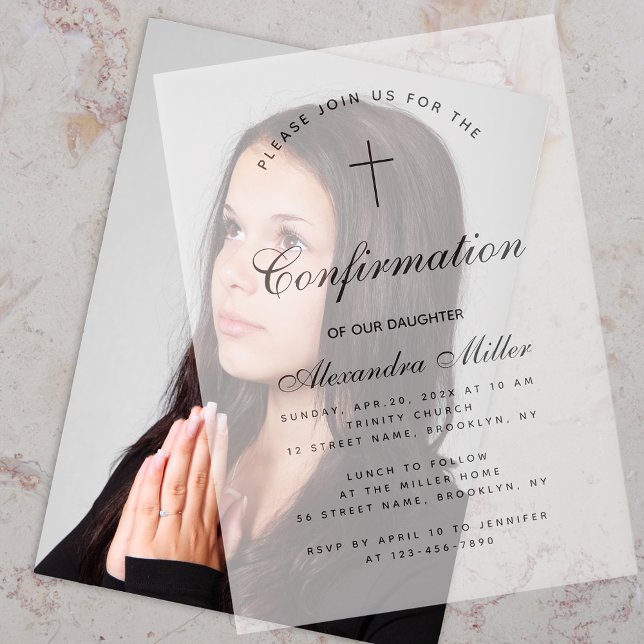 Invitations En Vélin Écriture Calligraphique Simple de Confirmation Tra (Créateur téléchargé)