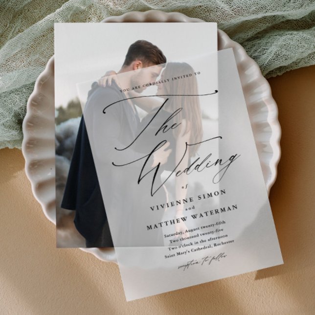 Invitations En Vélin Écriture élégante calligraphiée à la main Mariage (Créateur téléchargé)