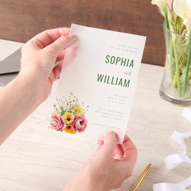 Invitations En Vélin Elegant Black Floral Wedding (Ordinateur de poche)