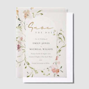 Invitations En Vélin Elégant bleu doux rouge vert pâté aquarelle