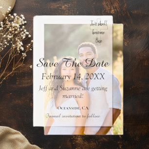 Invitations En Vélin Élégant Enregistrer La Date Photo Overlay Christia