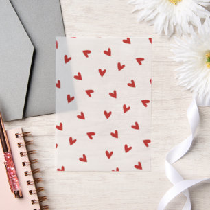 Invitations En Vélin Élégant et simple Motif de coeur rouge