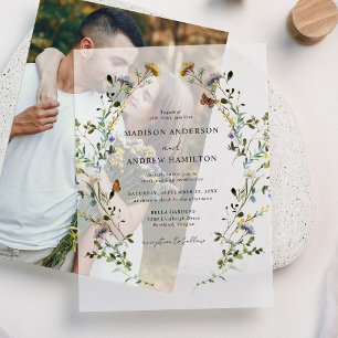 Invitations En Vélin Élégant Fleur sauvage Meadow Mariage