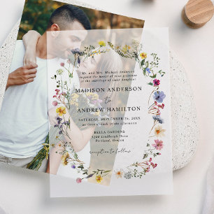 Invitations En Vélin Élégant Fleur sauvage Meadow Mariage