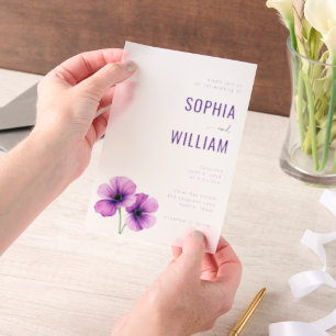 Invitations En Vélin Élégant floral pourpre