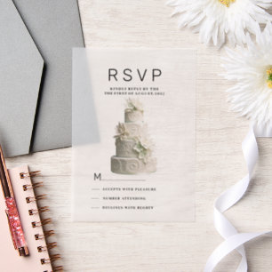 Invitations En Vélin Elégant gâteau à fleurs vert menthe blanc RSVP