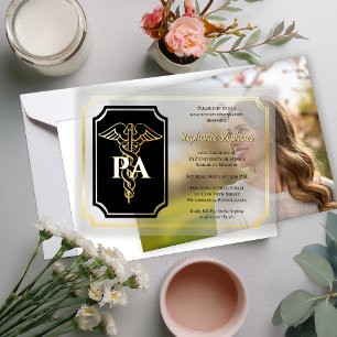 Invitations En Vélin Elégant Gold Physicians Assistant Graduation Party