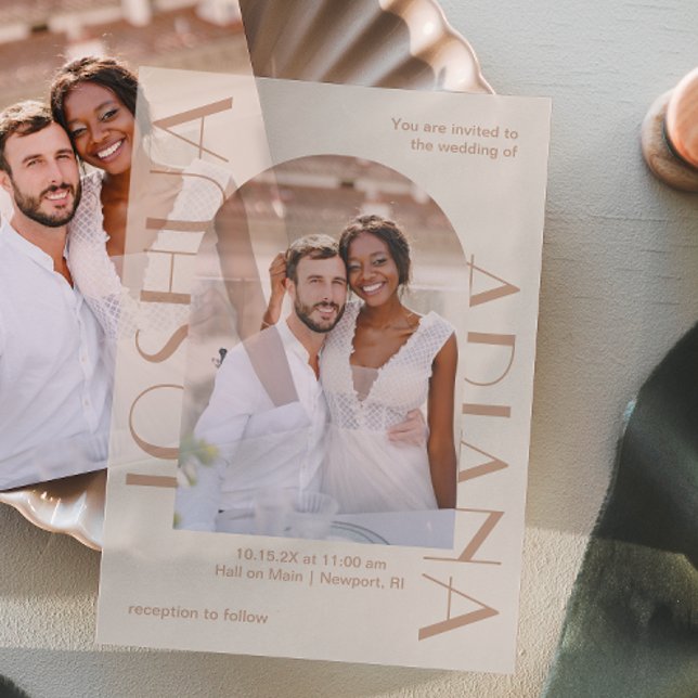 Invitations En Vélin Élégant Mariage Brown d'arc photo (Créateur téléchargé)