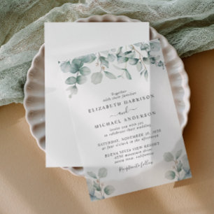 Invitations En Vélin Elégant Mariage d'aquarelle Eucalyptus