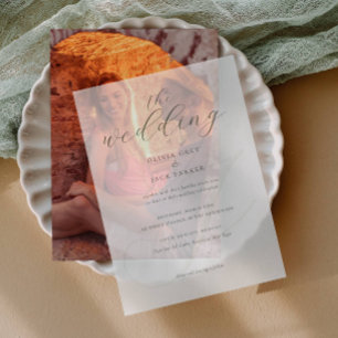 Invitations En Vélin Élégant Mariage de calligraphie verte Sage