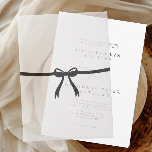Invitations En Vélin Élégant Mariage de la cale noire (Créateur téléchargé)