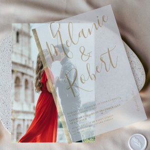 Invitations En Vélin Élégant Mariage de script de bande or chic