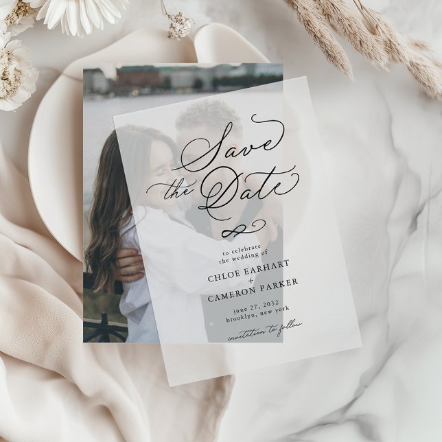 Invitations En Vélin Élégant Mariage de script de calligraphie traditio (Créateur téléchargé)