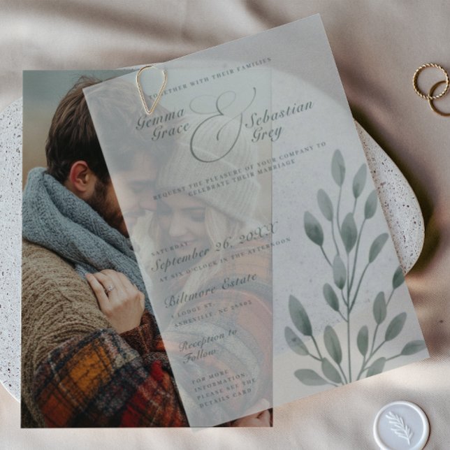 Invitations En Vélin Élégant Mariage de superposition de la surface bot (Créateur téléchargé)