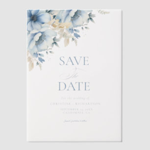 Invitations En Vélin Élégant Mariage de trame géométrique Floral bleu