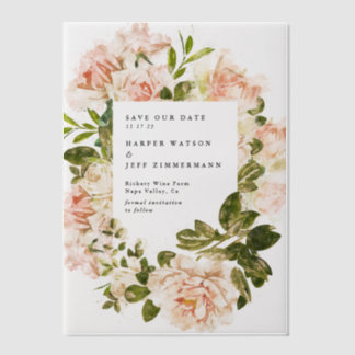 Invitations En Vélin Elégant Mariage Floral Aquarelle Sauver La Date