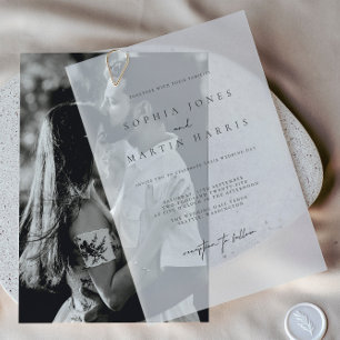 Invitations En Vélin Élégant Mariage minimaliste noir et blanc