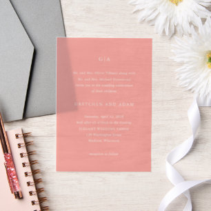 Invitations En Vélin Élégant mariage moderne rose corail