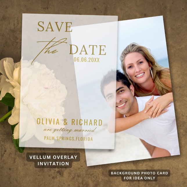 Invitations En Vélin Élégant Mariage Or Enregistrer La Date (Elegant Gold Wedding Save The Date Vellum Invitations
)