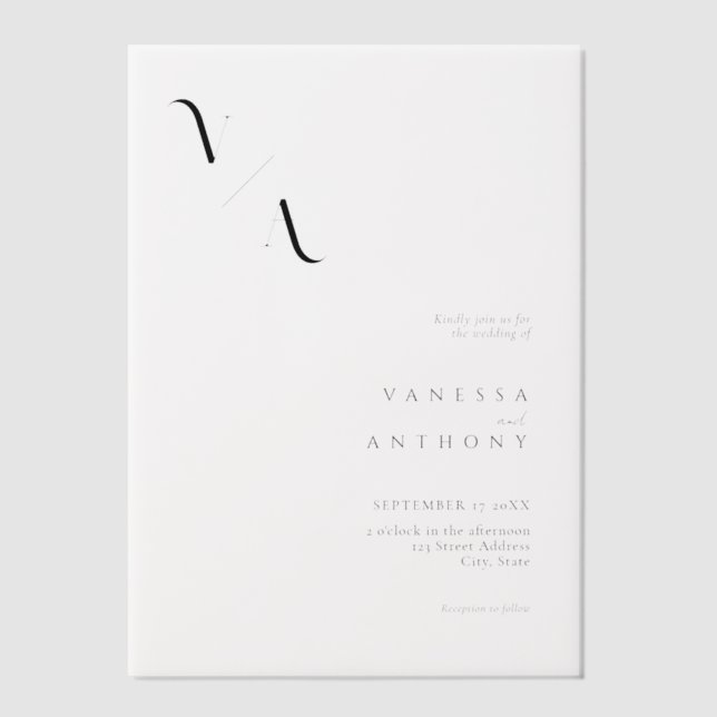 Invitations En Vélin Élégant minimaliste moderne Mariage (Recto)