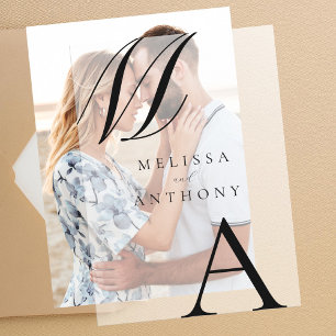 Invitations En Vélin Élégant Monogramme moderne minimaliste Mariage