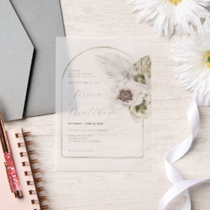 Invitations En Vélin Elégant noir dentelle et blanc Damas Mariage