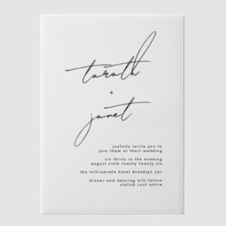 Invitations En Vélin Élégant NOMS élégant Mariage noir