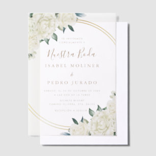 Invitations En Vélin Élégant or ivoire Floral Nuestra Boda Mariage