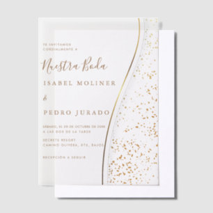 Invitations En Vélin Élégant Romantique Gold Nuestra Boda Mariage espag