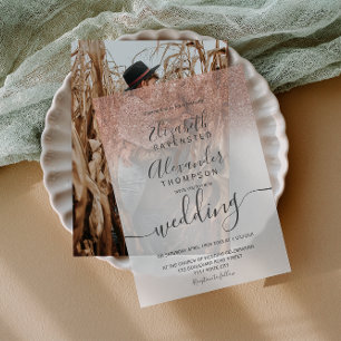 Invitations En Vélin Élégant Rose Gold Moderne Mariage chic