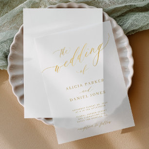 Invitations En Vélin Élégant script or simple mariage moderne