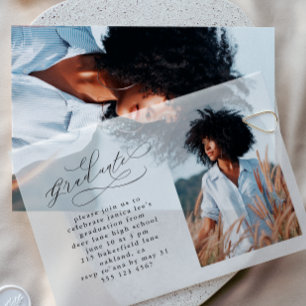 Invitations En Vélin Élégant Script Photo Arch Graduation Party