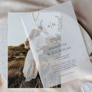 Invitations En Vélin Élégant simple monogramme superposition mariage