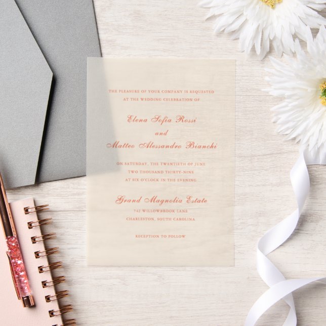 Invitations En Vélin Elegant Terracotta Modern Classic Wedding (Mariage)