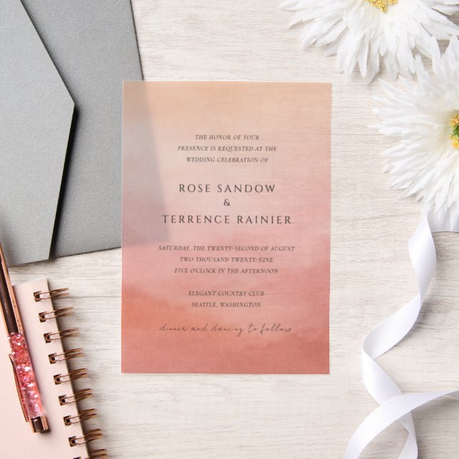 Invitations En Vélin Elegant Tropical Sunset Watercolor Wedding (Mariage)