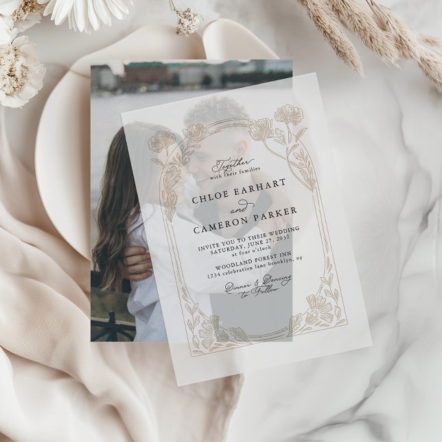 Invitations En Vélin Élégante calligraphie Rose Orchard Jardin Mariage (Créateur téléchargé)