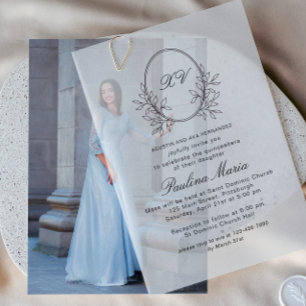 Invitations En Vélin Élégante Crête noire Formal Quinceañera