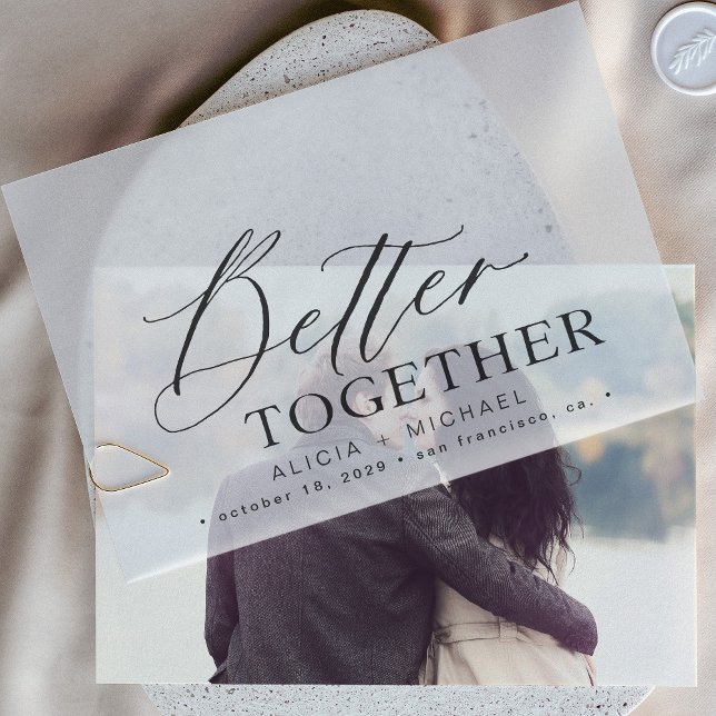 Invitations En Vélin Elégante date de sauvegarde du mariage de script d (The vellum transparent overlay paper and the photo base card are sold separately )