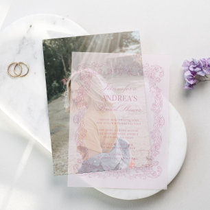 Invitations En Vélin Élégante Fête des mariées romantique Vintage rose