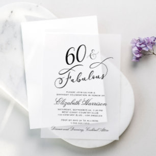 Invitations En Vélin Élégante fête du 60e anniversaire