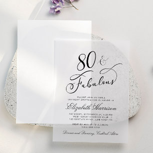 Invitations En Vélin Elégante fête du 80e anniversaire