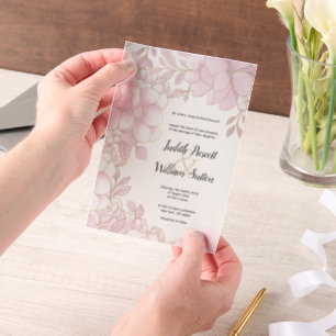 Invitations En Vélin Élégante mariage florale de luxe rose or blanc