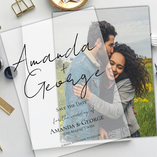 Invitations En Vélin Élégante typographie moderne Mariage Enregistrer l (Elegant Modern Typography Wedding Save the Date Vellum Invitations)