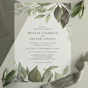 Invitations En Vélin Élégantes feuilles d'eucalyptus Mariage Moderne