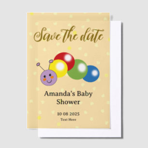Invitations En Vélin Enregistrer la date baby shower de chenille mignon