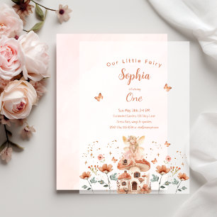 Invitations En Vélin Fairy Garden Girl Magique Premier anniversaire