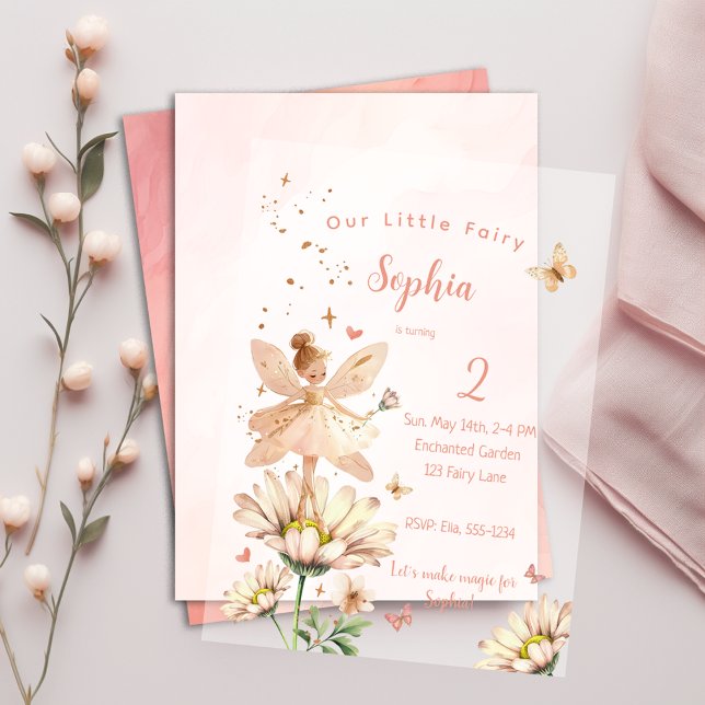Invitations En Vélin Fairy Garden Girl Photo Anniversaire (Créateur téléchargé)