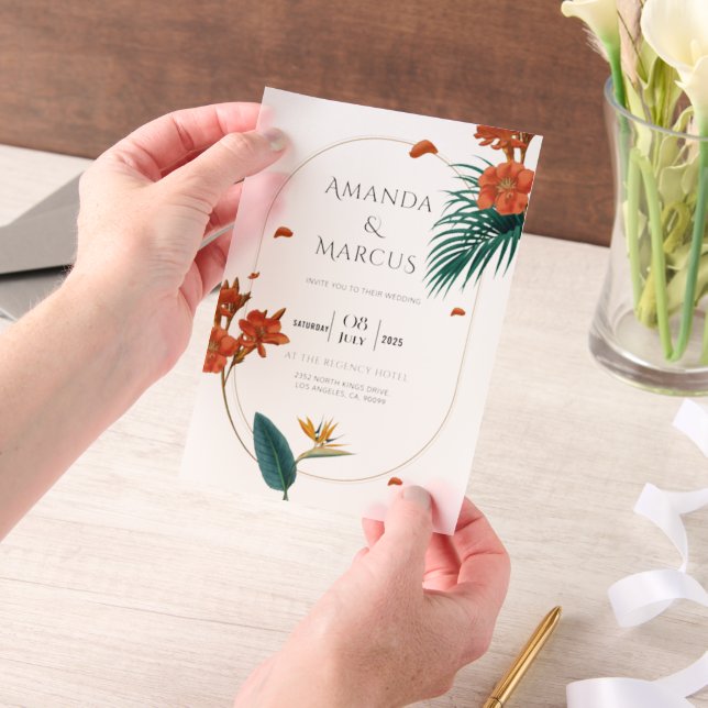 Invitations En Vélin Fancy Tropical Flowers Mariage (Ordinateur de poche)