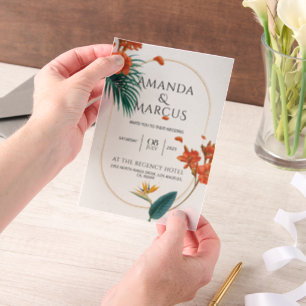 Invitations En Vélin Fancy Tropical Flowers Mariage